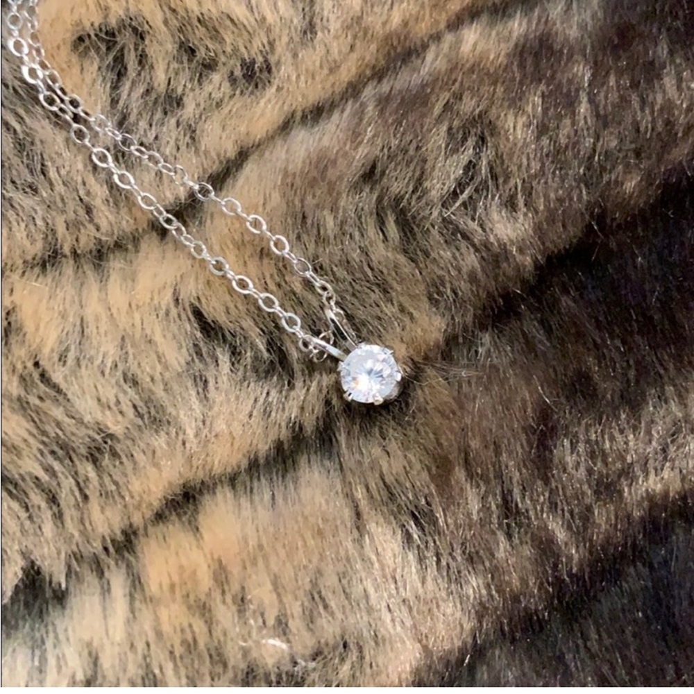 A SET - CZ solitaire ring & solitaire necklace-Ring Size 7- Necklace 16” A53/A58 - Picture 9 of 13